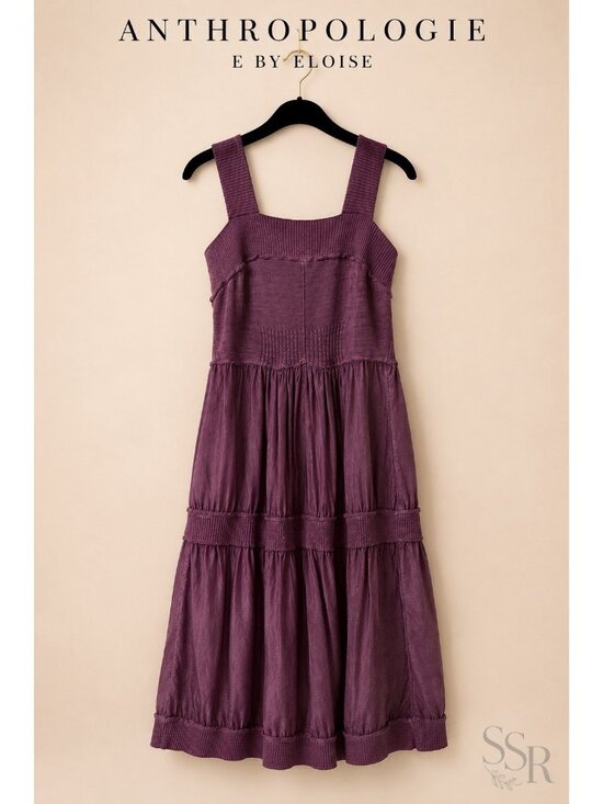 Eloise Dresses & Skirts - Anthropologie Eloise Silk Sweater Knit Tiered Midi Dress Mauve Purple Square M